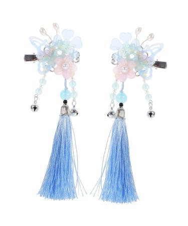minkissy 1 Pair Butterfly Hair Clip Tassel Hair Clips Hair Barrettes for Women Thick Hair Barrettes for Women Thin Hair Chinese Wedding Hair Pin Japanese Hair Pin Nylon Pearl Miss Headgear
