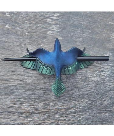 Chiyyak Retro Blue Bird & Green Leaf Hair Clip - Unique Hair Needle Accessory for Women & Girls | Perfect Party & Cosplay Gift - Buy Online on GoSupps.com