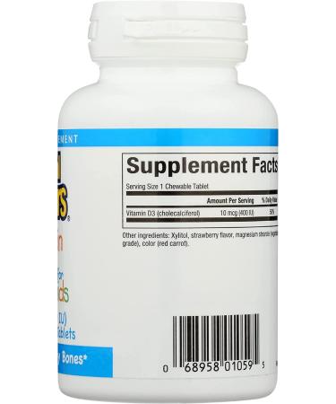 Natural Factors Vitamin D3 400 IU Chewable Tablets - Strawberry Flavor, 100 Count - Buy Online on GoSupps.com