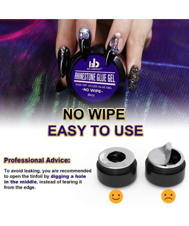 Nail Art Rhinestone Glue Gel Set | 8mlx2 No Wipe Adhesive Resin for Gem Jewelry | LED Light Cure Needed | Clear Gel Polish Decoration Kit with Tools - 3 Brushes, Pickup Pen, Tweezer - Buy Online on GoSupps.com