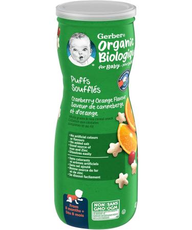 GERBER Organic Puffs Cranberry Orange Baby Snacks 42 g 6 Count - Buy Online on GoSupps.com