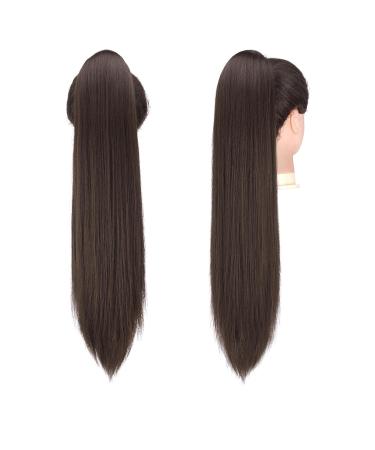Fine Horseplay Extensions - 60 cm Long Straight Braid Synthetic Drawstring Ponytail Hair Extensions for Women - Brown - Buy Online on GoSupps.com