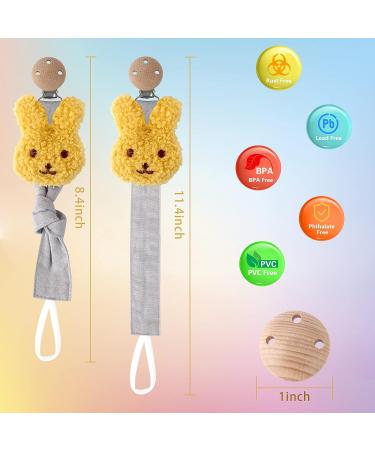 VVAYHUA Cute Animal Pacifier Clip - Soft Cotton Holder for Boys and Girls (Yellow Rabbit) - Buy Online on GoSupps.com