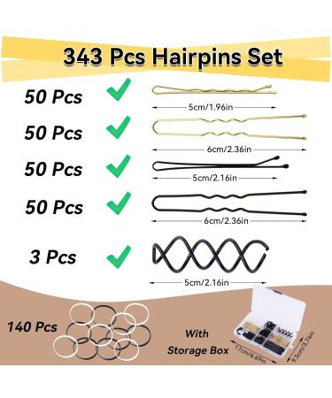 343 Piece Hair Clip Set - Metal Wave Hairpins Bobby Pins & U-Hair Clips in Storage Box for Kids & Stylists - Buy Online on GoSupps.com