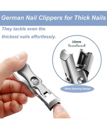 2024 German Nail Clippers for Thick Nails - Portable Ultra Sharp Fingernail & Toenail Cutters with Nail File - No Splash Design for Seniors - Silver - Buy Online on GoSupps.com