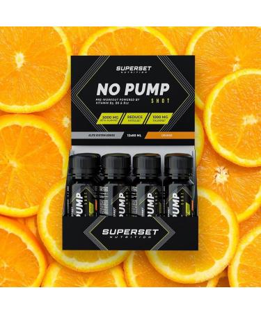 Superset Nutrition - No Pump Shot (12x60ml) - PreWorkout in oral solution for optimal absorption - Special formula for intense workouts! - Orange - Buy Online on GoSupps.com