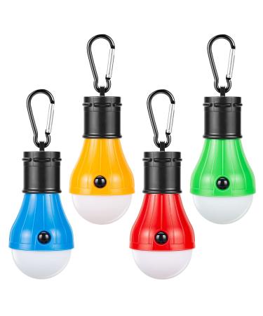 Campings Light 4 Pack Doukey Portable Camping Lantern Bulb LED Tent Lanterns Emergency Light Camping Essentials Tent Accessories LED Lantern for Backpacking Camping Hiking Hurricane Outage Blue+Yellow+Green+Red