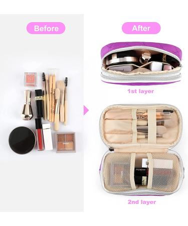 Small Purple Travel Makeup Bag Organizer - Perfect Cosmetic Case Pouch Gift for Women - Buy Online on GoSupps.com