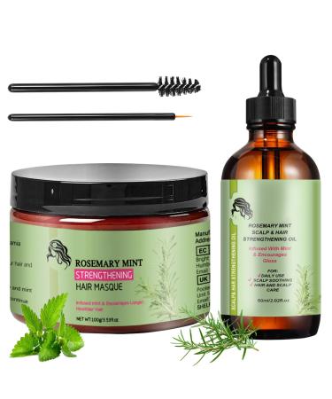Booaee Organics - Pack of 2 fortifying masks with organic rosemary essential oil for dry hair - 100g and 60ml