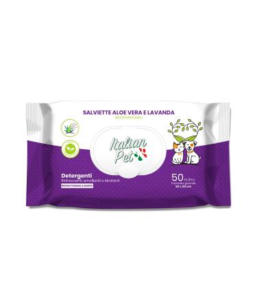 Italian PET - biodegradable towels aloe vera and lavender - wet wipes for paws muzzle and hair of dogs cats rabbits pets - 50 disposable organic cloths - 20x30 cm aloe vera and lavanda bio 20x30 cm - Buy Online on GoSupps.com
