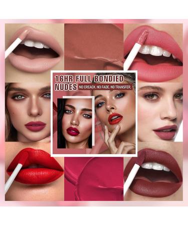 6 Colors Matte Liquid Lipstick Set - Waterproof Long Lasting Highly Pigmented Velvet Smooth Nude Lip Gloss | Perfect Gift Kit for Women - Buy Online on GoSupps.com