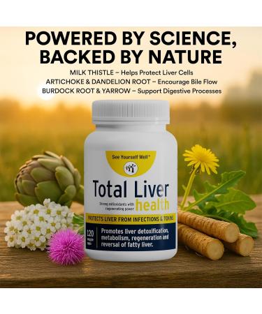 See Yourself Well Total Liver Health Supplement with Milk Thistle, Dandelion Root, Yarrow, Burdock Root, and Artichoke 120 Vegan Capsules for Liver Function Support 120 count (Pack of 1) - Buy Online on GoSupps.com