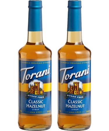 Torani Sugar-Free Hazelnut Classic Flavour Syrup 750ml bottle 2 Pack light brown