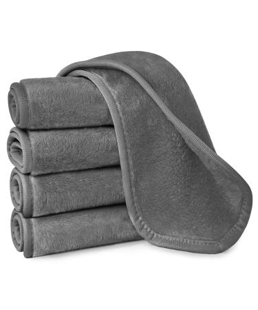 URAQT 5 Pack Face Cloths Make Up Remover Microfibre Face Wipes for Reusable Makeup Remover Cloth Washable Ultra Soft Facial Cleansing Wipe Cloths (Dark Grey) 5 Pcs-dark Grey