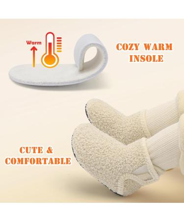 JOINFREE Baby Slippers with Non-Slip Rubber Sole - Beige (3/3.5 UK Child) - Buy Online on GoSupps.com