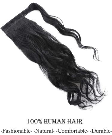 Ponytail Hair Piece Hair Extension 18inch 100% Real Remy Human Hair - Wrap Around Clip in Ponytail Curly Wavy Pony Tails Jet Black 18 Inch Curly Jet Black - Buy Online on GoSupps.com