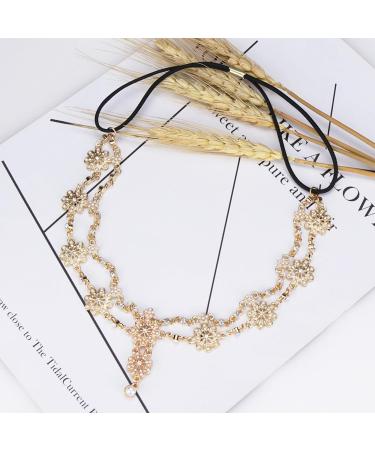 Hair Chain Boho Headpiece Bridal Head Chain Ladies Headband Rhinestone Water Drop Tassel Hair Accessory for Women and Girls (Gold) - Buy Online on GoSupps.com
