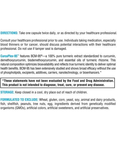 XYMOGEN CurcuPlex-95 - Enhanced Bioavailable BCM-95 Curcumin Supplement for Antioxidant Brain & Joint Health - 60 Vegan Capsules - Buy Online on GoSupps.com