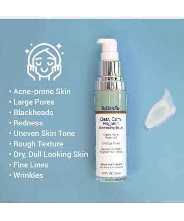 TriDerma Clear Calm & Brighten Serum | 2% Salicylic Acid & Niacinamide for Acne Blemishes & Pore Unclogging - 1 oz - Buy Online on GoSupps.com