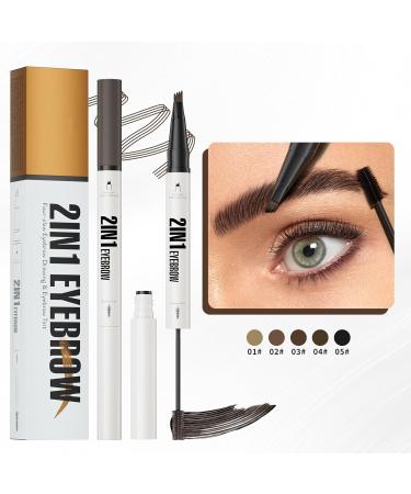 Sinye Microblading Eyebrow Pencil 2 of 1 Doublesided Eyebrow Pencil with Gel Longlasting Makeup Pen for Women Black - Buy Online on GoSupps.com