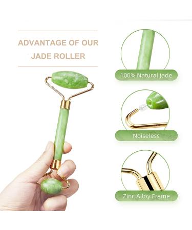 Natural Jade Roller for Face and Eyes - Noiseless Facial Massage Tool - Buy Online on GoSupps.com