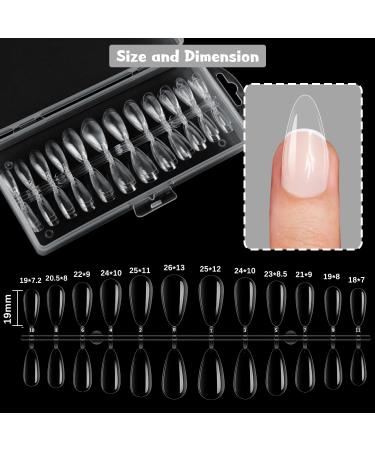 Almond-Shaped Nail Tips - 120 Soft Gel Extensions Clear Acrylic Nails for Women - 12 Sizes Available - Buy Online on GoSupps.com