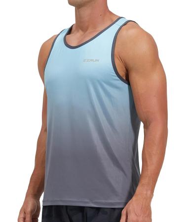 EZRUN Men's Quick Dry Sport Tank Top Blue Gradient - Large | Gym, Fitness, Running Shirt - Buy Online on GoSupps.com