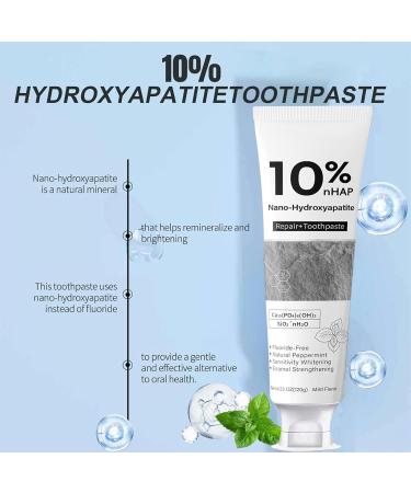 10% Nano-Hydroxyapatite Repair Toothpaste Fluoride-Free Enamel Strengthening Sensitivity Whitening Natural Peppermint Mint Flavor 4.23 Oz 2 Pack - Buy Online on GoSupps.com