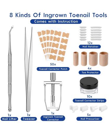 Professional Ingrown Toenail Treatment Kit - Includes Toenail Corrector, Tweezer, Strips, Braces, and Patches - Buy Online on GoSupps.com