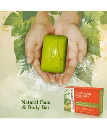 Himalayan Pink Salt Body Soap with Olive Oil & Green Tea - Moisturizing, Hydrating Soap Bar (1-Pack) - Buy Online on GoSupps.com