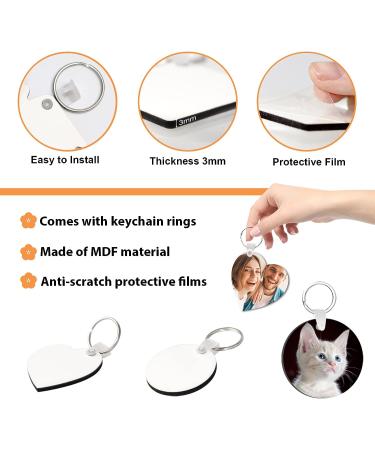 90Pcs Sublimation Keychain Blanks Bulk - DIY MDF Keychains with Rings for Heat Transfer - Double-Sided Printed - 6 Shapes Ornament Blanks - Buy Online on GoSupps.com