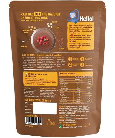 Slurrp Farm Instant Breakfast Millet Pancake Mix Banana Choco-Chip Supergrains And Chocolate Natural And Healthy Food 100% Vegetarian Eggless Healthy Breakfast for Kids & Adults 150g (Pack Of 2) - Buy Online on GoSupps.com