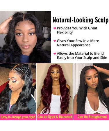 Larhali 13x6 HD Transparent Lace Front Wig Brazilian Body Wave Human Hair 28 inch - 180% Density Pre Plucked for Black Women - Buy Online on GoSupps.com