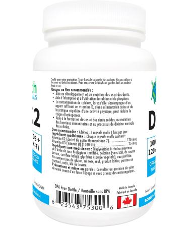 Earth Essentials Vitamin D (1000 IU) + Vitamin K2 (120 mcg) BONUS SIZE - 150 Softgels (120 + 30 FREE) - Buy Online on GoSupps.com