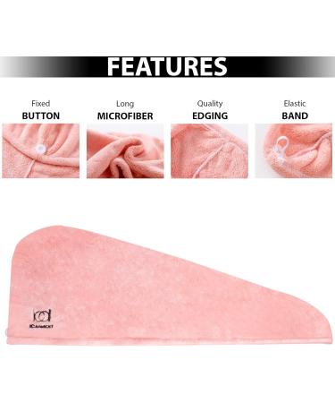 ICANdOIT Microfiber Hair Towel and Cap 2 Pack - Quick Drying Hair Turban for Women and Kids - Lightpink - Buy Online on GoSupps.com