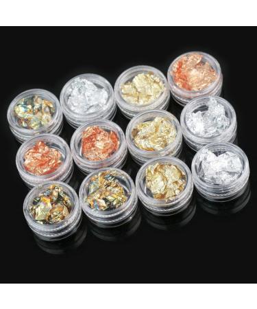 YUMIN 12 Box Gold Silver Copper Rainbow Foil Paillette Chip Nail Art Design Decoration - Buy Online on GoSupps.com