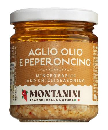 Montanini | Chopped garlic marinated with oil and chilli Aglio olio e peperoncino - Buy Online on GoSupps.com