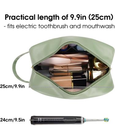 Travel Toiletry Vegan Leather Wash Bag for Women Traveling Dopp Kit Makeup Bag Organizer for Toiletries Accessories Cosmetics (P-Mint Green) - Buy Online on GoSupps.com