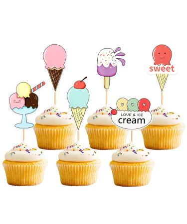 Blumomon 36Pcs Summer Ice Cream Cupcake Decorations Baby Shower Summer Theme Birthday Party Cake Decorations Summer-36 - Buy Online on GoSupps.com