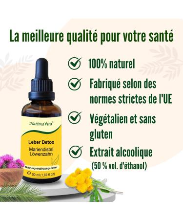 D tox du foie Chardon-Marie et Pissenlit 50 ml D toxifiant et r g n rant pour le foie la v sicule biliaire et le syst me digestif 100% naturel NatimaVita 50 ml (Lot de 1) - Buy Online on GoSupps.com