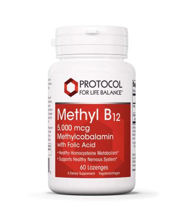 Protocol Methyl B12 5 000mcg - Vitamin B12 Folic Acid - Support Nervous System Brain - 60 Lozenges