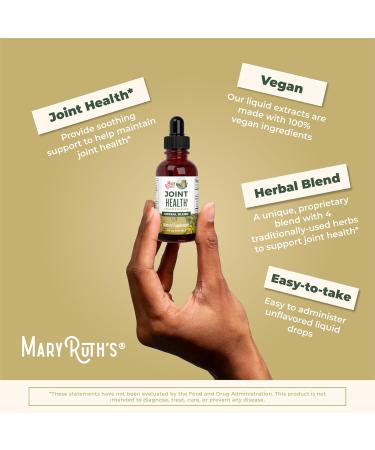 Joint Support Supplement by MaryRuth's - Vegan Herbal Blend Liquid Drops with Ginger Root Licorice Root Cat's Claw & Devil's Claw | Non-GMO | 30 Servings - Buy Online on GoSupps.com