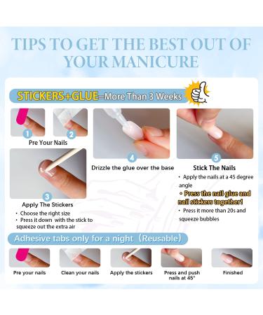 Blue Press On Nails - Short Square Fake Nails | 24pcs Glossy Acrylic Glue-On Short Nails for Women - Thick & Reusable - Buy Online on GoSupps.com