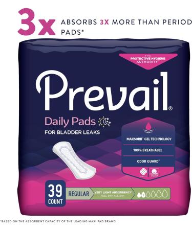 Prevail Incontinence Bladder Control Pads - Very Light Absorbency - Regular - 26 Count - Buy Online on GoSupps.com