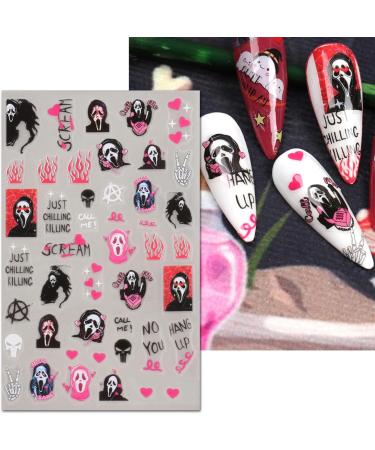 Pink Halloween Nail Stickers 10 Sheets Self-Adhesive Nail Decal Ghost Skull Witch Spider Pumpkin Nail Art Decoration Design Supplies - Buy Online on GoSupps.com