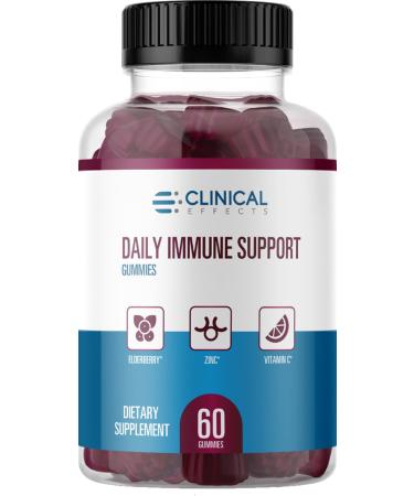 Clinical Effects Daily Immune Support Gummies - Elderberry Gummies with Zinc and Vitamin C - 60 Gummies Vitamins for Adults - Immunity Gummies for Immune Defense Support - Made in The USA