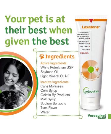 Laxatone Tuna Flavor 4.2 oz Tube - Natural Hairball Relief for Cats - Buy Online on GoSupps.com