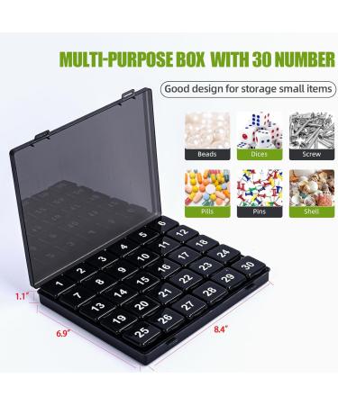 30 Day Pill Organizer - Large Squeeze to Open Pill Box | Portable Monthly Medicine & Vitamin Organizer (Black) for Travel - Buy Online on GoSupps.com