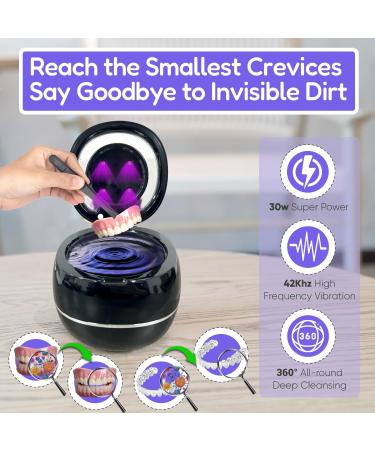 Premium 180ml Ultrasonic Retainer Cleaner Machine for Dentures, Aligners, Mouthguards, and Toothbrush Heads - Portable Denture Pod - Buy Online on GoSupps.com