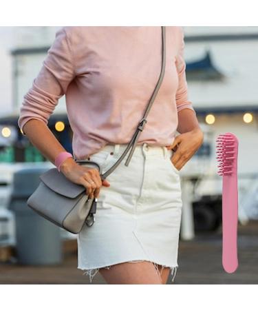 Silicone Massage Comb with Long Handle - Scalp Massager for All Hair Types - Soft Hair Combing & Relaxation - Rose Color - Buy Online on GoSupps.com